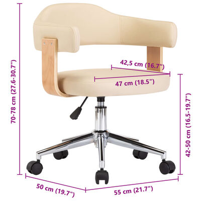 vidaXL Esszimmerstühle 2 Stk. Drehbar Creme Kunstleder