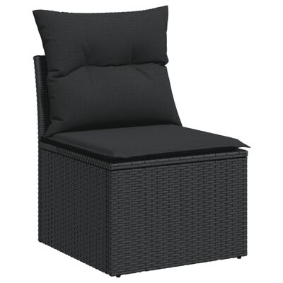 vidaXL 10-tlg. Garten-Sofagarnitur mit Kissen Schwarz Poly Rattan