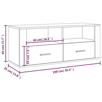 vidaXL TV-Schrank Grau Sonoma 100x35x40 cm Holzwerkstoff