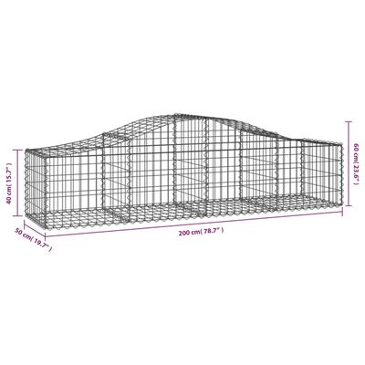 vidaXL Gabionen mit Hochbogen 3 Stk. 200x50x40/60 cm Verzinktes Eisen