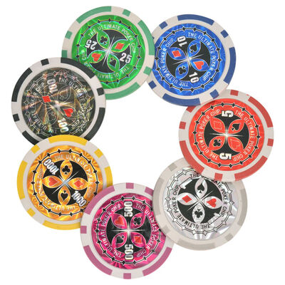 vidaXL Kombiniertes Poker/Blackjack Set mit 600 Laserchips Aluminium