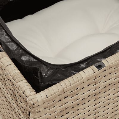 vidaXL 8-tlg. Garten-Sofagarnitur mit Kissen Beige Poly Rattan