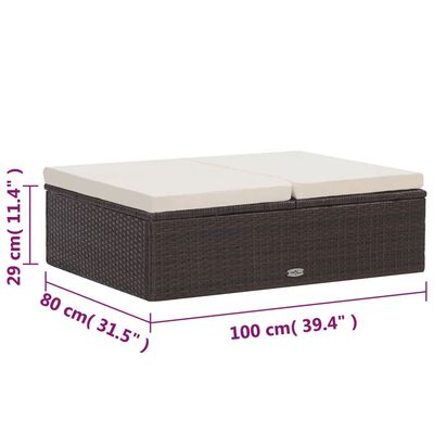 vidaXL 2-tlg. Garten-Lounge-Set mit Auflagen Poly Rattan Braun