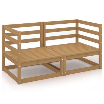 vidaXL Gartensofa 2-Sitzer Honigbraun Massivholz Kiefer