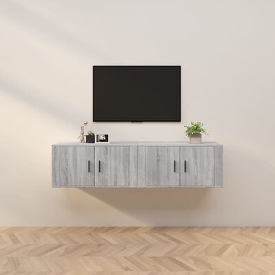 vidaXL TV-Wandschränke 2 Stk. Grau Sonoma 80x34,5x40 cm