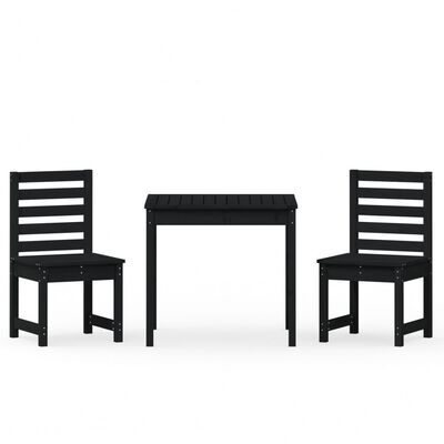 vidaXL 3-tlg. Garten-Bistro-Set Schwarz Massivholz Kiefer