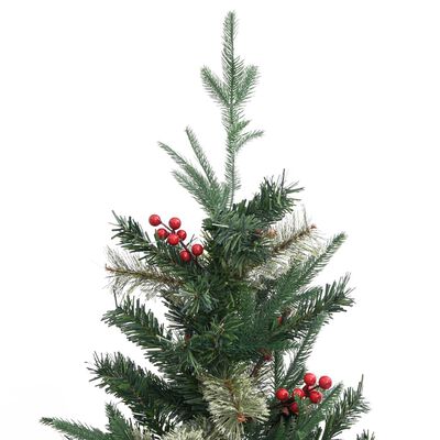 vidaXL Weihnachtsbaum mit Zapfen Grün 150 cm PVC & PE