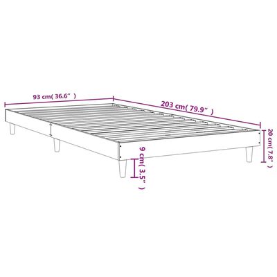 vidaXL Bettgestell ohne Matratze Braun Eiche 90x200 cm Holzwerkstoff