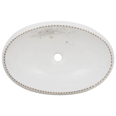 vidaXL Aufsatzwaschbecken Weiß Oval 59x40x15 cm Keramik
