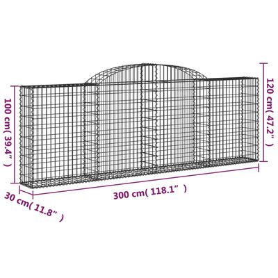 vidaXL Gabionen mit Hochbogen 11 Stk 300x30x100/120cm Verzinktes Eisen