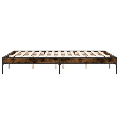 vidaXL Bettgestell Räuchereiche 140x200 cm Holzwerkstoff und Metall