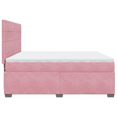 vidaXL Boxspringbett mit Matratze Rosa 200x200 cm Samt