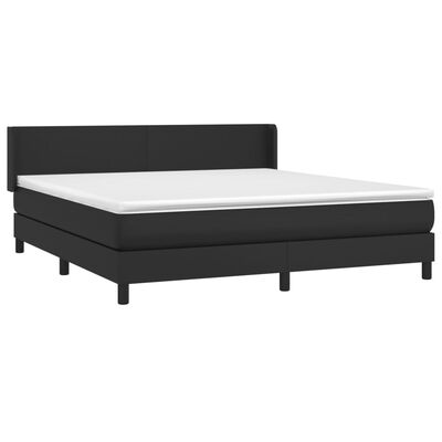 vidaXL Boxspringbett mit Matratze Schwarz 160x200 cm Kunstleder