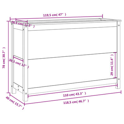 vidaXL Hochbeet 119,5x40x78 cm Massivholz Douglasie