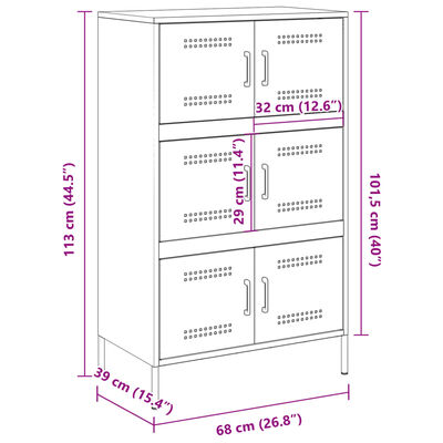 vidaXL Highboard Rosa 68x39x113 cm Stahl