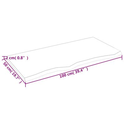 vidaXL Wandregal Dunkelbraun 100x50x2 cm Massivholz Eiche Behandelt