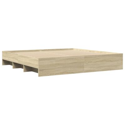 vidaXL Bettgestell Sonoma-Eiche 200x200 cm Holzwerkstoff