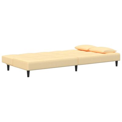 vidaXL Schlafsofa 2-Sitzer mit 2 Kissen Creme Samt