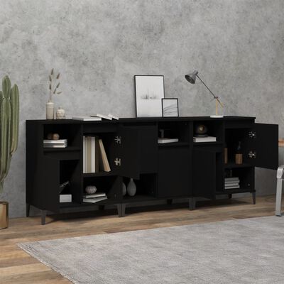 vidaXL Sideboards 3 Stk. Schwarz 60x35x70 cm Holzwerkstoff