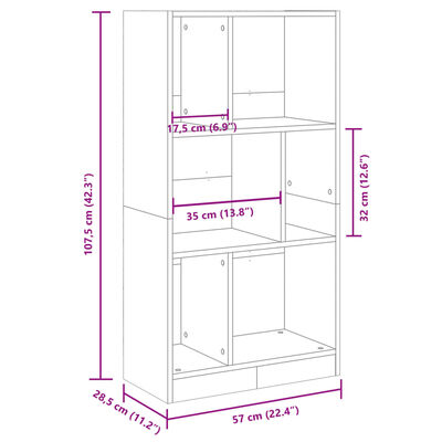 vidaXL Bücherregal Sonoma-Eiche 57x28,5x107,5 cm Holzwerkstoff