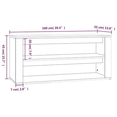 vidaXL Schuhregal Weiß 100x35x45 cm Holzwerkstoff