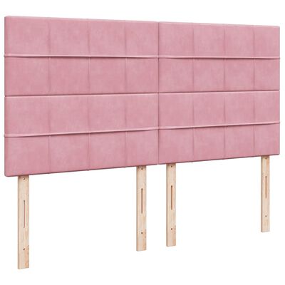 vidaXL Boxspringbett mit Matratze Rosa 200x200 cm Samt