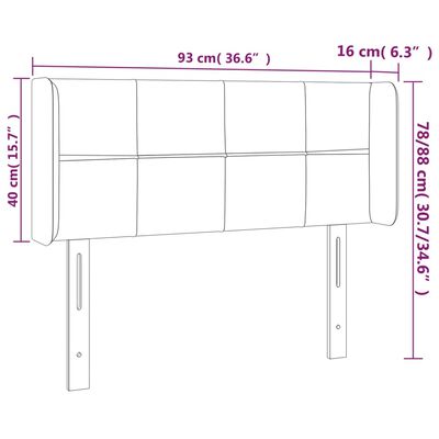 vidaXL LED Kopfteil Hellgrau 93x16x78/88 cm Samt