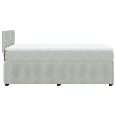 vidaXL Boxspringbett mit Matratze Hellgrau 100x200 cm Samt