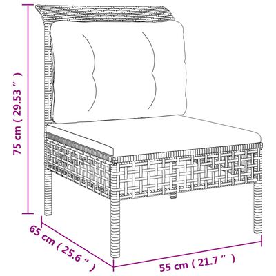 vidaXL 12-tlg. Garten-Lounge-Set mit Kissen Grau Poly Rattan