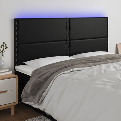 vidaXL LED Kopfteil Schwarz 160x5x118/128 cm Kunstleder