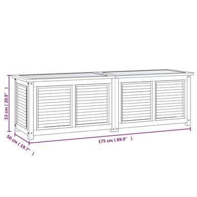 vidaXL Gartenbox mit Beutel 175x50x53 cm Massivholz Teak