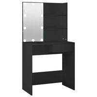 vidaXL Schminktisch mit LED-Leuchten Schwarz 74,5x40x141 cm