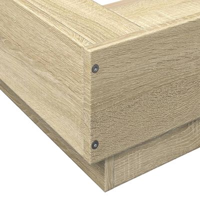 vidaXL Bettgestell mit LED Sonoma-Eiche 135x190 cm Holzwerkstoff