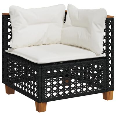 vidaXL 10-tlg. Garten-Sofagarnitur mit Kissen Schwarz Poly Rattan