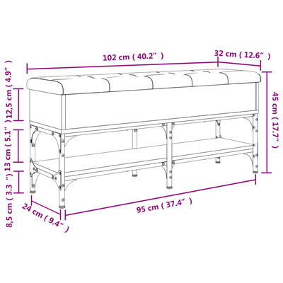 vidaXL Schuhbank Grau Sonoma 102x32x45 cm Holzwerkstoff