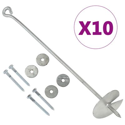 vidaXL Erdanker 10 Stk. 10×60 cm Verzinktes Metall