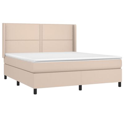 vidaXL Boxspringbett Matratze Cappuccino-Braun 160x200 cm Kunstleder