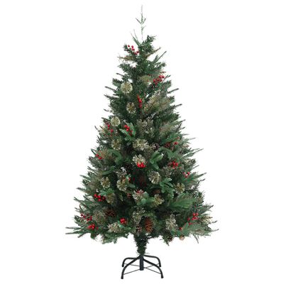 vidaXL Weihnachtsbaum mit Zapfen Grün 150 cm PVC & PE