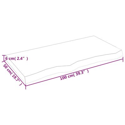 vidaXL Tischplatte Hellbraun 100x50x(2-6)cm Massivholz Eiche Behandelt