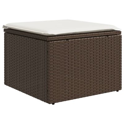 vidaXL Gartenhocker mit Kissen Braun 55x55x37 cm Poly Rattan