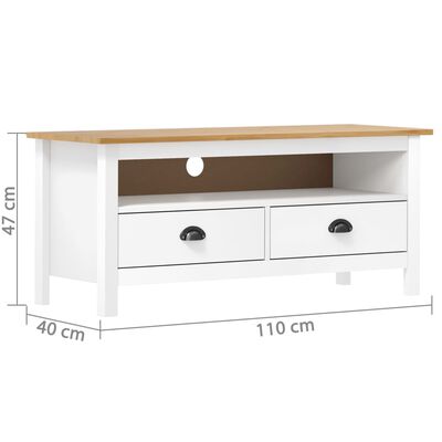 vidaXL TV-Schrank Hill Weiß 110x40x47 cm Massivholz Kiefer