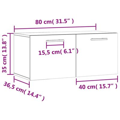 vidaXL Wandschrank Braun Eichen-Optik 80x36,5x35 cm Holzwerkstoff