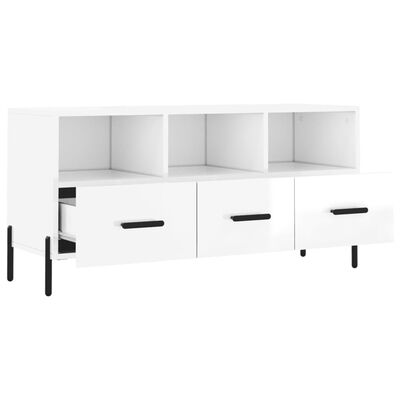 vidaXL TV-Schrank Hochglanz-Weiß 102x36x50 cm Holzwerkstoff