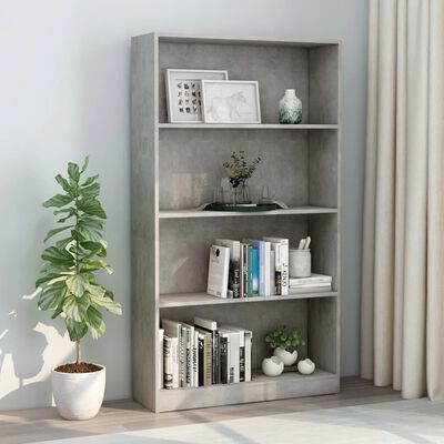 vidaXL Bücherregal 4 Fächer Betongrau 80x24x142 cm Holzwerkstoff