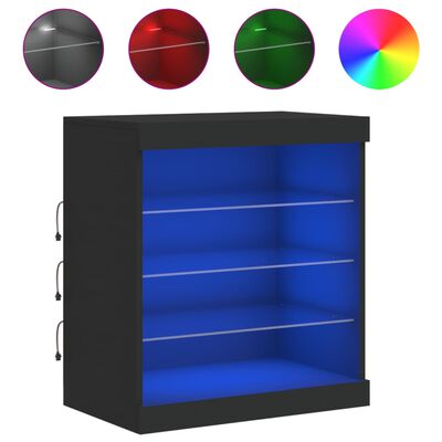 vidaXL Sideboard mit LED-Leuchten Schwarz 60,5x37x67 cm