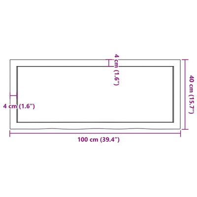 vidaXL Waschtischplatte 100x40x(2-6) cm Massivholz Unbehandelt