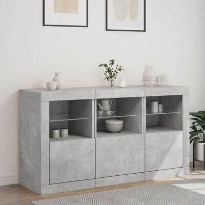 vidaXL Sideboard mit LED-Leuchten Betongrau 123x37x67 cm