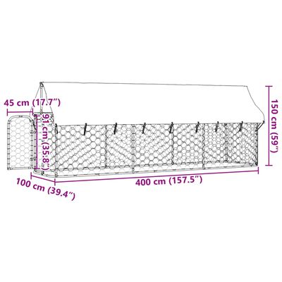 vidaXL Outdoor-Hundezwinger mit Dach 400x100x150 cm