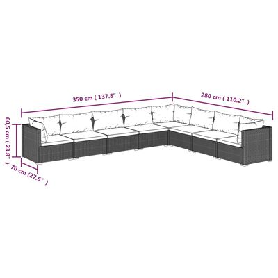 vidaXL 8-tlg. Garten-Lounge-Set mit Kissen Poly Rattan Braun