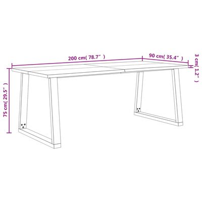 vidaXL Esstisch Baumkante 200x90x75 cm Massivholz Akazie